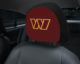 Washington Commanders themed custom car headrest cover for a fan