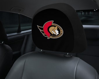 Ottawa Senators themed custom car headrest cover for a fan
