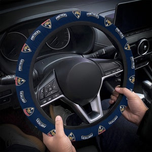 Florida Panthers themed custom steering wheel cover for a fan