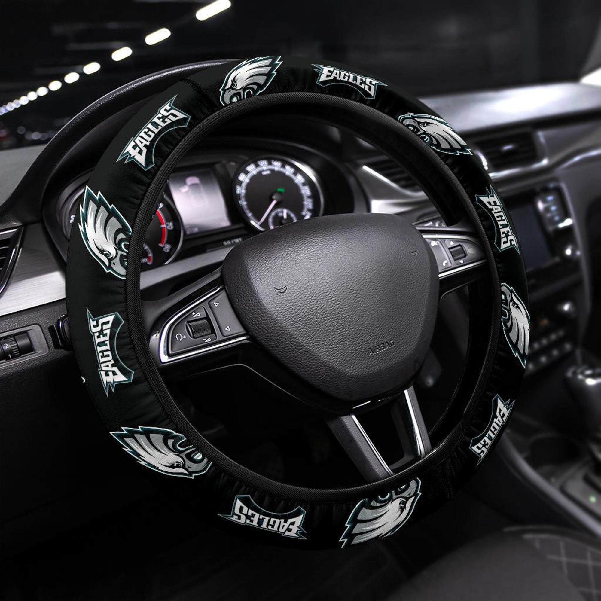 Philadelphia Eagles themed custom steering wheel cover