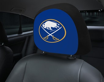 Buffalo Sabres themed custom car headrest cover for a fan
