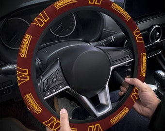 Washington Commanders themed custom steering wheel cover for a fan