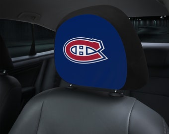 Montreal Canadiens themed custom car headrest cover for a fan