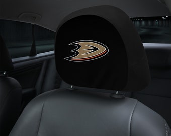 Anaheim Ducks themed custom car headrest cover for a fan