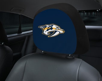 Nashville Predators themed custom car headrest cover for a fan