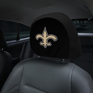 New Orleans Saints themed custom car headrest cover for a fan