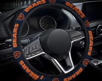 Chicago Bears themed custom steering wheel cover for a fan, Fits Most Vehicles, Football Fan Gift