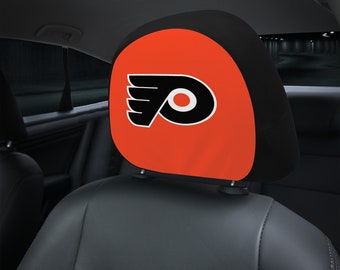 Philadelphia Flyers themed custom car headrest cover for a fan