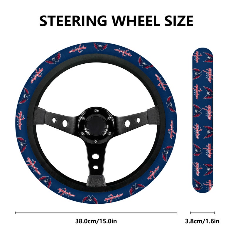 Washington Capitals themed custom steering wheel cover for a fan image 4