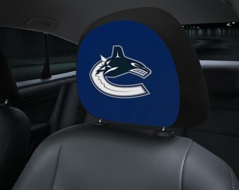 Vancouver Canucks themed custom car headrest cover for a fan