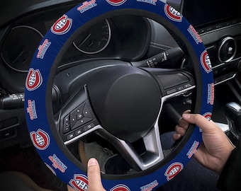 Montreal Canadiens themed custom steering wheel cover for a fan, Fits Most Vehicles, Hockey Fan Gift