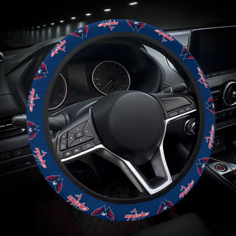 Washington Capitals themed custom steering wheel cover for a fan image 2