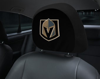 Vegas Golden Knights themed custom car headrest cover for a fan