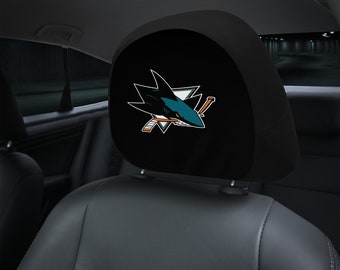 San Jose Sharks themed custom car headrest cover for a fan