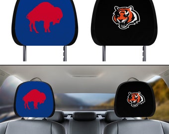 Bengals Bills themed custom car headrest cover for a fan
