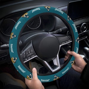 Jacksonville Jaguars themed custom steering wheel cover for a fan, Fits Most Vehicles, Football Fan Gift