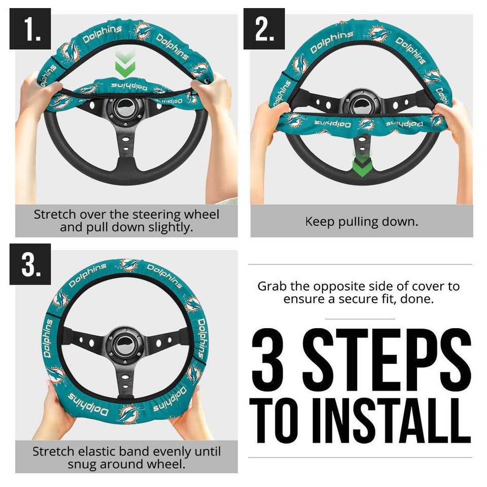 Discover Miami Dolphins themed custom steering wheel cover