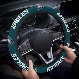 Pokrowiec na kierownicę z motywem drużyny Philadelphia Eagles dla kibica, pasuje do większości pojazdów, prezent dla kibica futbolu