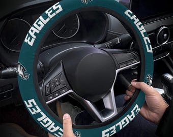 Philadelphia Eagles themed custom steering wheel cover for a fan, Fits Most Vehicles, Football Fan Gift