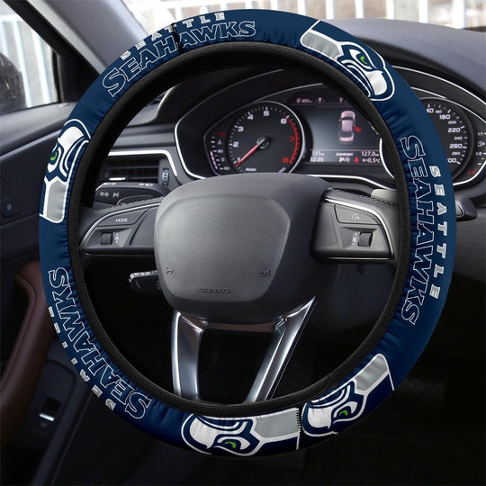 Disover Seattle Seahawks themed custom steering wheel cover for a fan