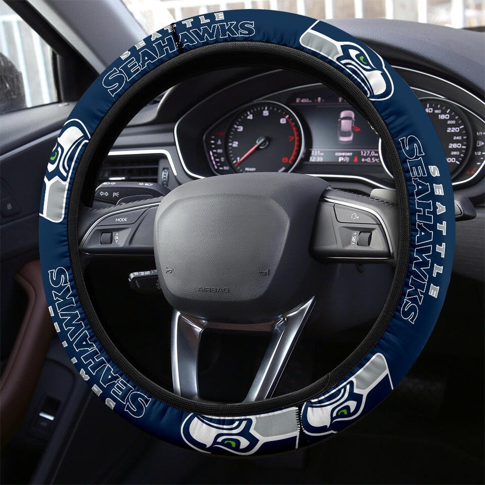 Discover Seattle Seahawks themed custom steering wheel cover for a fan