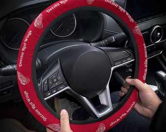 Detroit Red Wings themed custom steering wheel cover for a fan