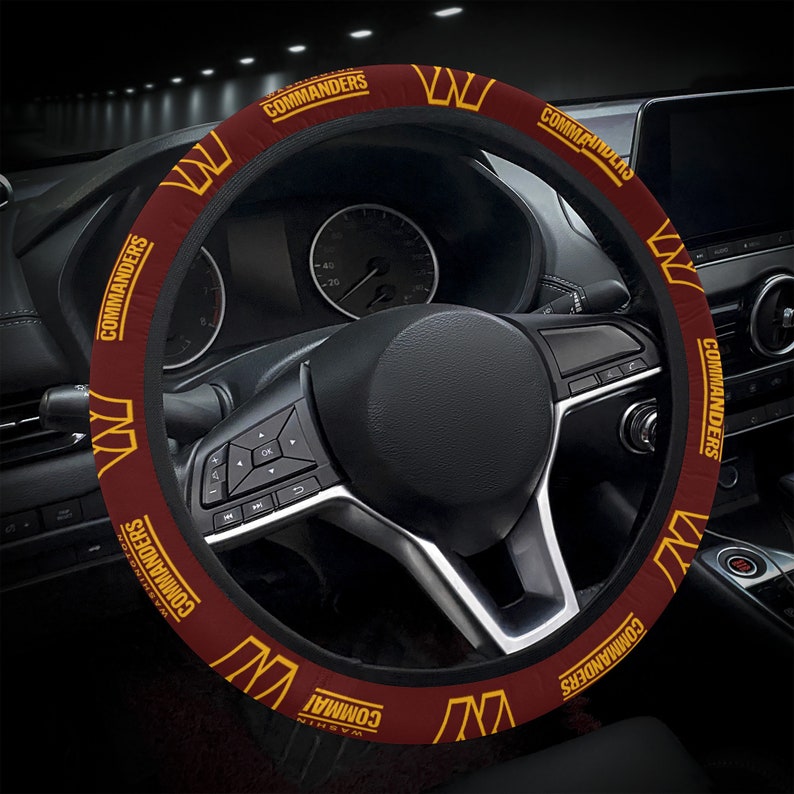 Washington Commanders themed custom steering wheel cover for a fan image 2