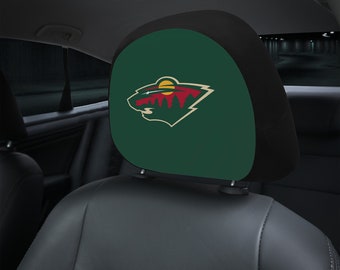 Minnesota Wild themed custom car headrest cover for a fan