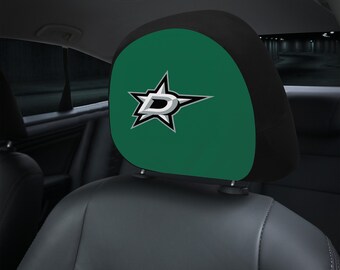 Dallas Stars themed custom car headrest cover for a fan