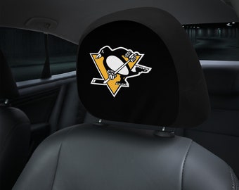 Pittsburgh Penguins themed custom car headrest cover for a fan