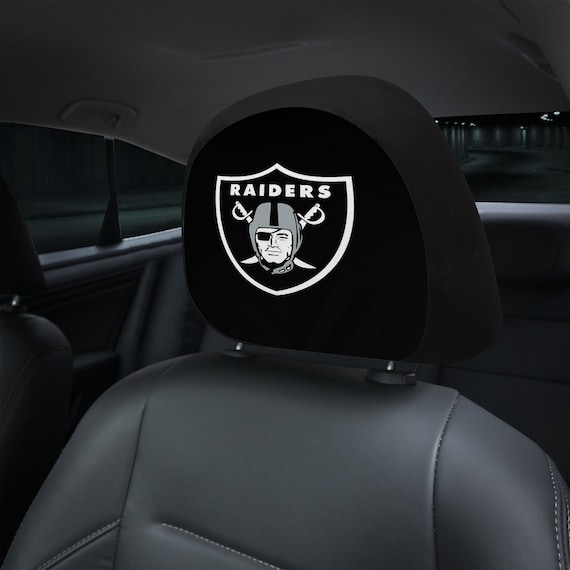 Las Vegas Raiders Themed Custom Car Headrest Cover for a Fan