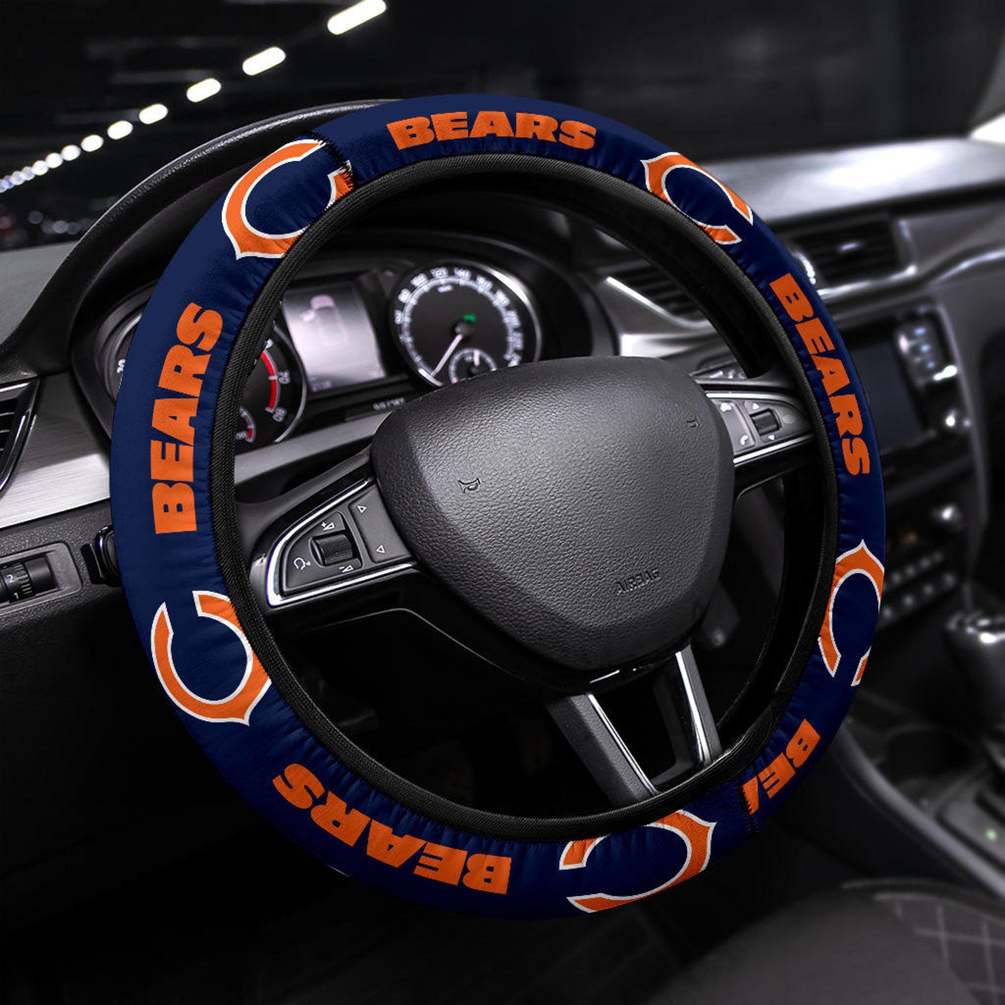 Chicago Bears themed custom steering wheel cover