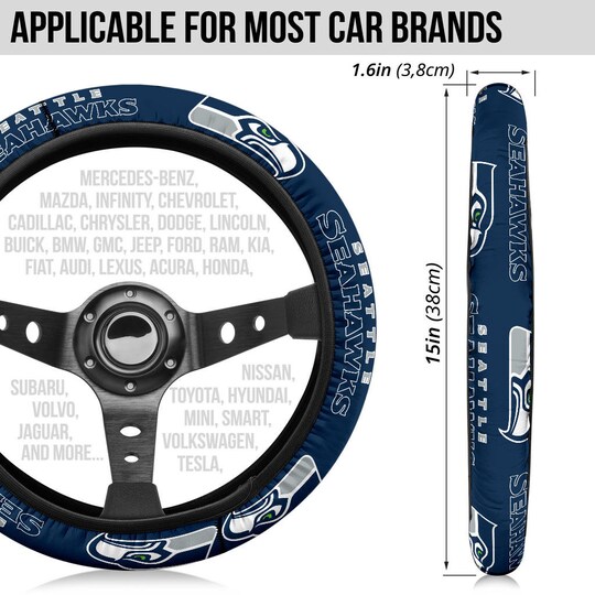 Disover Seattle Seahawks themed custom steering wheel cover for a fan