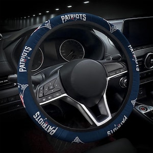 New England Patriots themed custom steering wheel cover for a fan, Fits Most Vehicles, Football Fan Gift