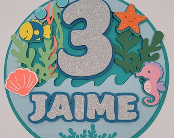 Adorno para pastel de mar, océano, bajo el mar, playa, náutico, marino, cumpleaños, concha marina, estrella de mar, pez, niños, fiesta, tortuga, cangrejo, tema marino,