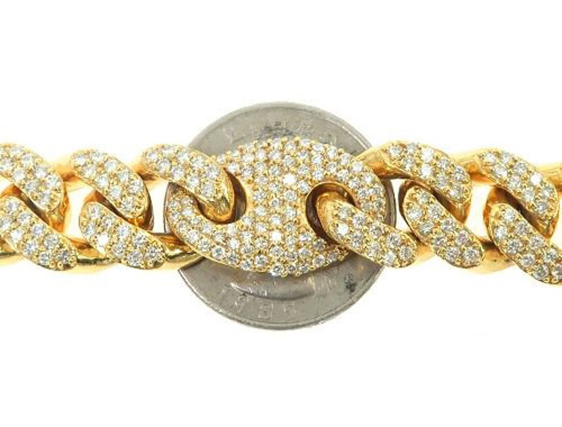 14k Yellow Gold Miami Cuban Gucci Link Diamond Chain / Iced | Etsy