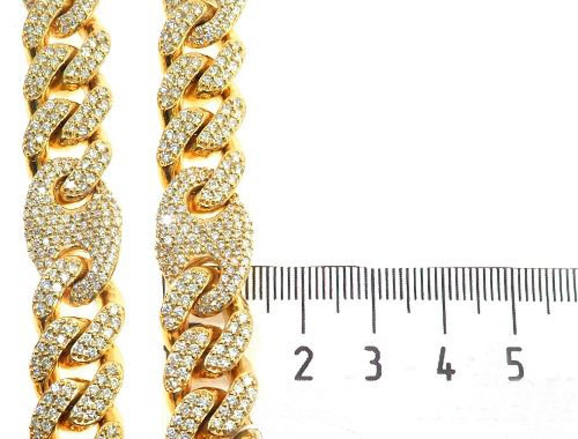 14k Yellow Gold Miami Cuban Gucci Link Diamond Chain / Iced | Etsy