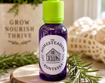 Rosmarin-Haaröl, Feuchtigkeitsspendendes Öl für Kopfhaut und Haar, Mischung aus Rizinus- und Kokosnussöl, Handgemachte Haarpflege, 30 ml