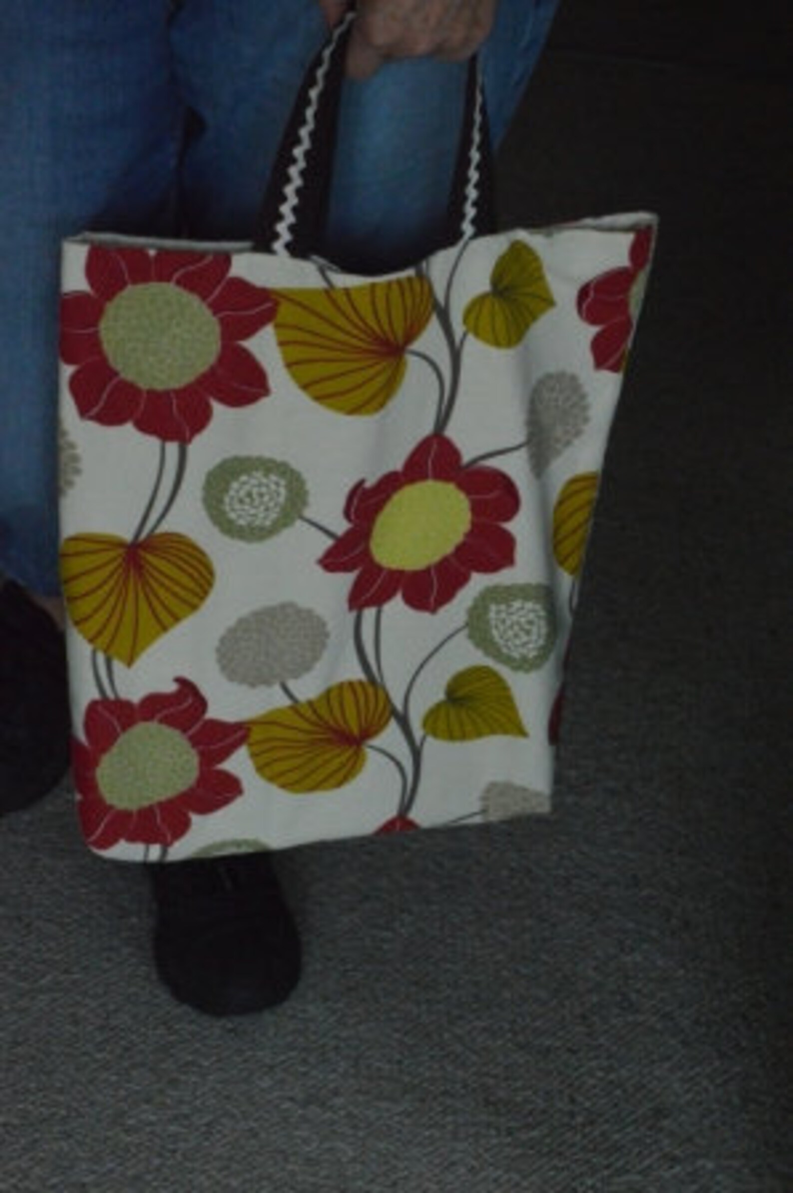 Delightful Tote Bag. Repurposed designer fabric. Etsy