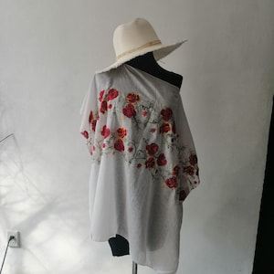 Women's Poncho/Kimonos. Made in Mexico, Hand Embroidered Perfect for Summer, lightweight.