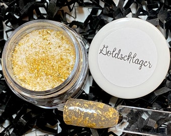 Goldschlager (#01)- Gold Foil Dip Powder in clear