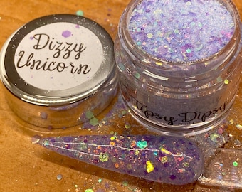 Dizzy Unicorn (#102)- Multicolored iridescent chunky glitter & flake dip powder