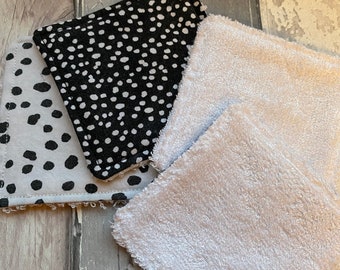 Reusable Cotton Face wipes | Soft Washable Face wipes | Zero waste Makeup Removal Pads | eco friendly facial cleansing | black & white dots