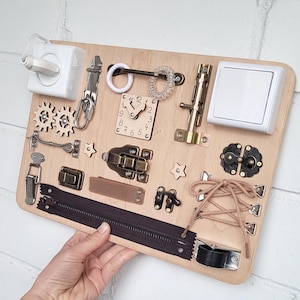 Busy Board 1 year old Toddler Montessori Sensory Board Activity Board for Boy Gift 2 year old Girl Toddlers Boards Latch Fidget gifts