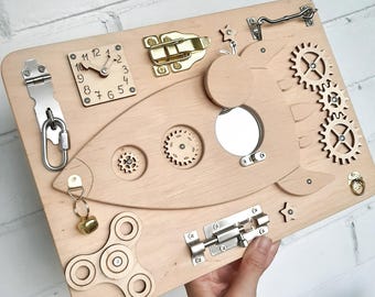 Busy Board 1 anno Bambino Montessori Attività Giocattolo sensoriale per l'apprendimento in viaggio Fidget Latch per bambini di 2 anni