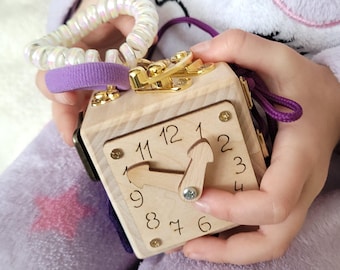 Cubo di attività sensoriale in legno naturale per bambini di 1 anno, da viaggio, per bambini, regalo Montessori per bambini di 2 anni