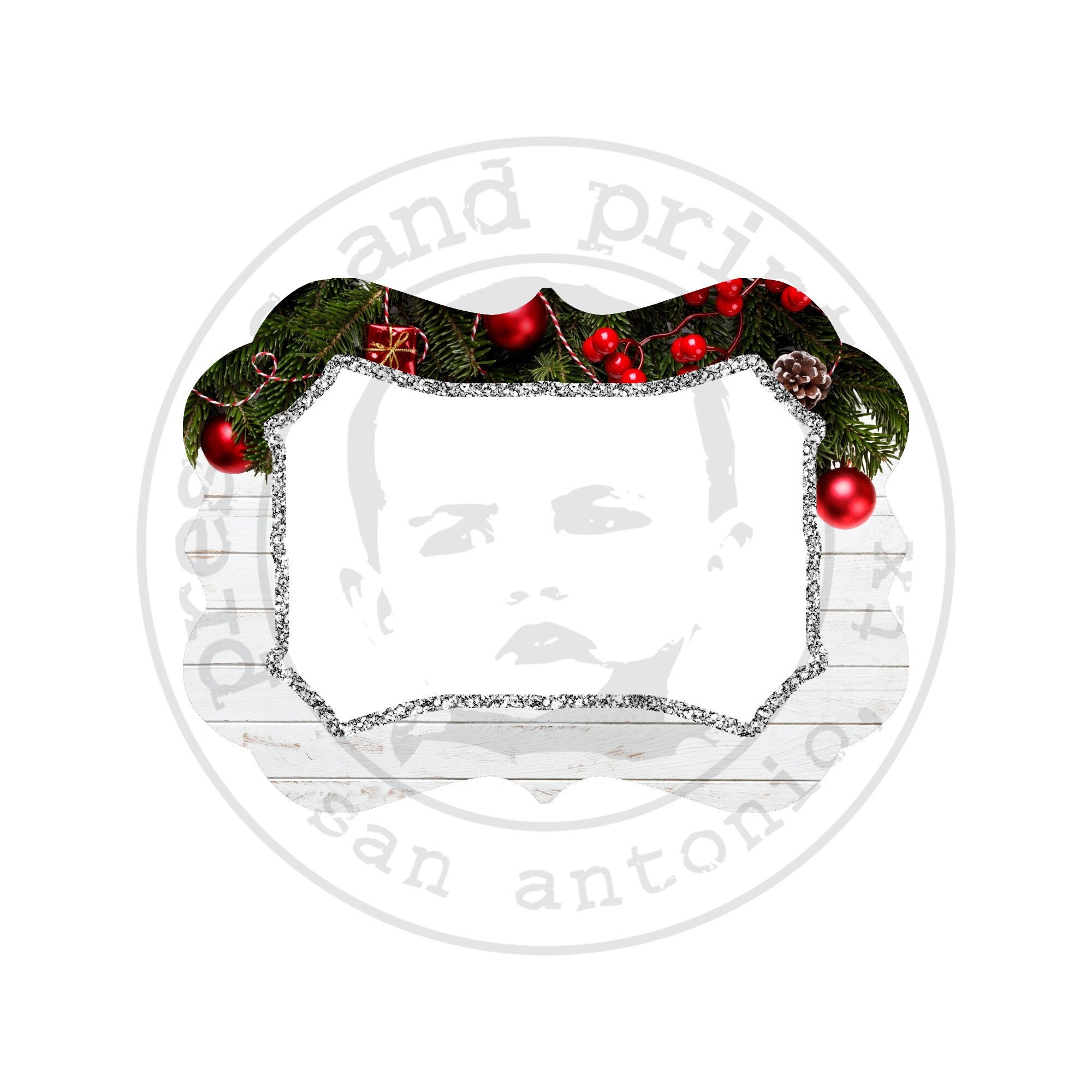 Benelux Ornament Template Sublimation Blank Shiplap and Fur Christmas Benelux Ornament Template Sublimation Blank Shiplap and Fur Christmas