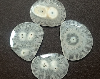 Awesome 100% 4 pc Natural gemstone Faceted one side flat Solar Quartz Shape talpe  Jewelry size 44X33 to 38x29 mm aproxx Z-895