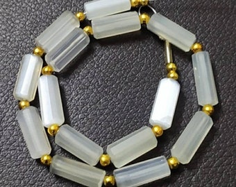 Awesome 15 pc 100% Natural Gemstone Faceted briolette white moonstone drilled shape tubelite jewelry size 15X6 TO 13.5X5.5 mm aproxxZ-175