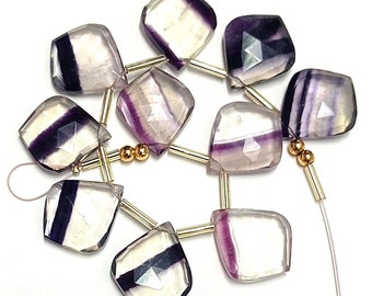 Awesome 10 Pc 100% Natural gemstone Faceted briolette Fluorite drilled Shape Leaf  Jewelery size 15X18 mm approx suiteble For Necklace Z-576